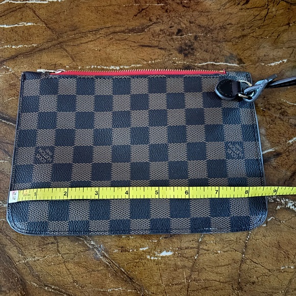Louis Vuitton Brown Checkered Wristlet with Red Interior - Picture 9 of 10